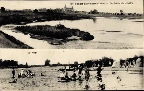 Ak Saint-Benoît-sur-Loire Loiret, Les Bords de la Loire, La Plage