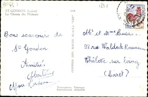 Ak Saint Gondon Loiret, Chemin des Pêcheurs