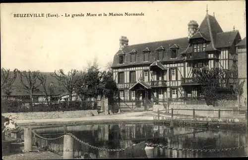 Ak Beuzeville Eure, La Grande Mare et la Maison Normande