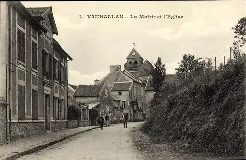 Ak Vauhallan Essonne, Mairie et Église