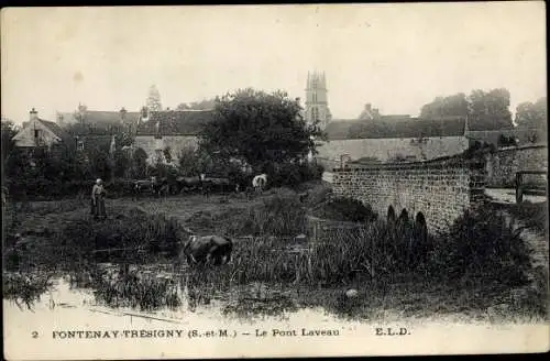 Ak Fontenay Trésigny Seine et Marne, Pont Laveau