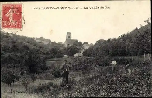 Ak Fontaine le Port Seine et Marne, Vallée du Ru