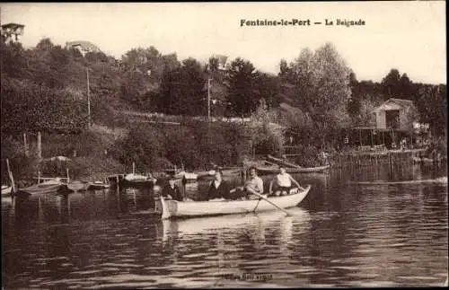 Ak Fontaine le Port Seine et Marne, La Baignade