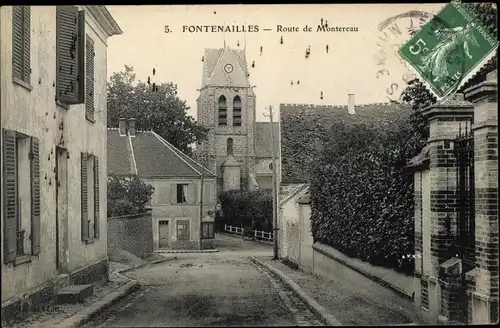 Ak Fontenailles Seine et Marne, Route de Montereau