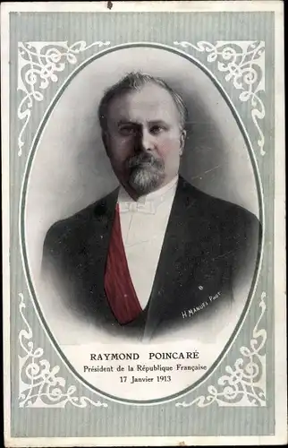 Passepartout Ak Raymond Poincare, President de la Republique Francaise