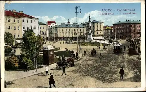 Ak Lwów Lemberg Ukraine, Plac Maryacki, Marienplatz