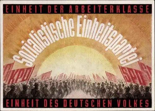 Künstler Ak SED Sozialistische Einheitspartei, Einheit der Arbeiterklasse, KPD, SPD, Parteitag 1946