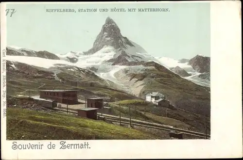 Ak Zermatt Kanton Wallis Schweiz, Riffelberg, Station, Hotel, Matterhorn