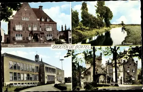 Ak Boxtel Nordbrabant Niederlande, Groetent, Dommel, Kasteel Stapelen, Gemeindehaus