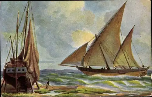 Künstler Ak Rave, Chr., Marine Galerie 242, Transportboot, Kalkutta, Segelboot