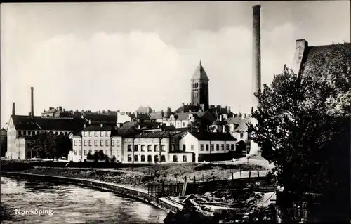 Ak Norrköping Schweden, Panorama vom Flussufer