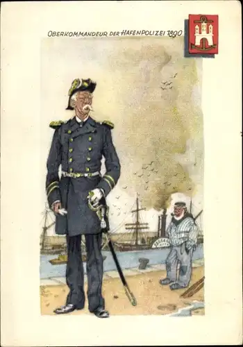 Künstler Ak Hamburg, Oberkommandeur der Hafenpolizei 1890