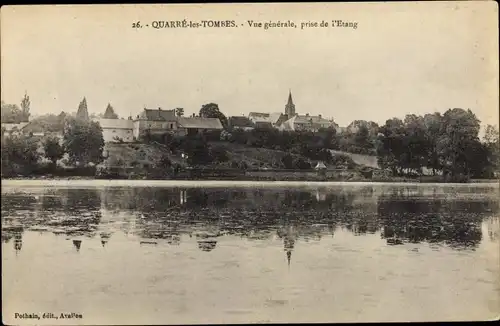 Ak Quarre les Tombes Yonne, Vue generale, L'Etang