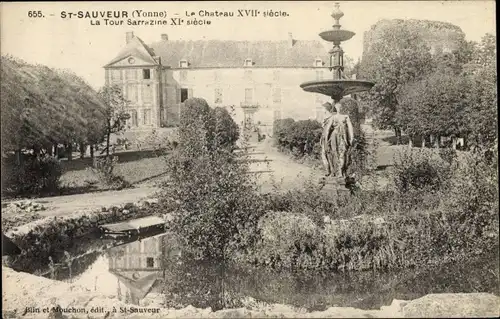 Ak Saint Sauveur en Puisaye Yonne, Le Chateau, LA Tour Sarrazine