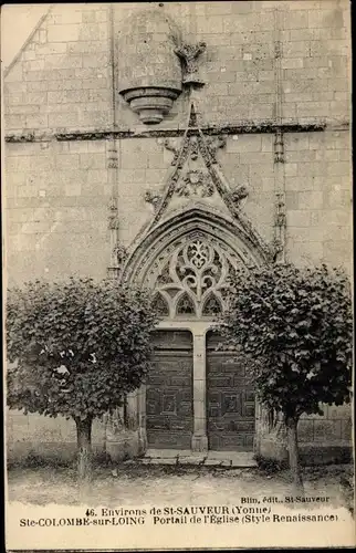 Ak Sainte Colombe sur Loing Yonne, L'Eglise, Portail