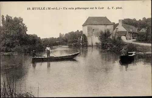 Ak Huillé Maine et Loire, Coin Pittoresque sur le Loir