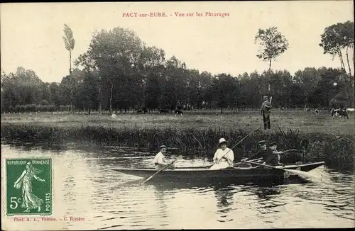 Ak Pacy sur Eure Eure, Vue sur les Pâturages
