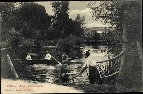 Ak Pacy sur Eure Eure, L´Embarcadère