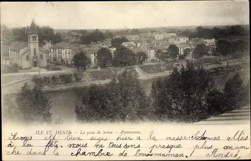 Ak Ile Saint Denis, Le Quai de Seine, Panorama