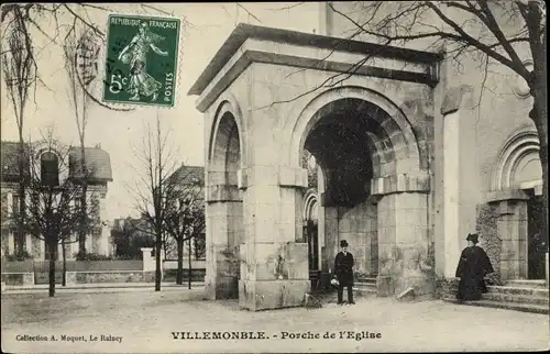 Ak Villemomble Seine Saint Denis, Porche de l´Église