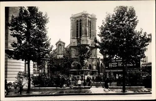 Ak Aubervilliers Seine Saint Denis, Église et Parc de la Mairie