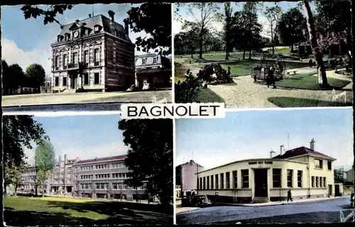 Ak Bagnolet Seine Saint Denis, Mairie, Jardin d´Enfants, Écoles