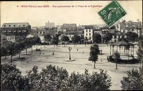 Ak Montreuil sous Bois Seine-Saint-Denis, Vue Panoramique Place de la République