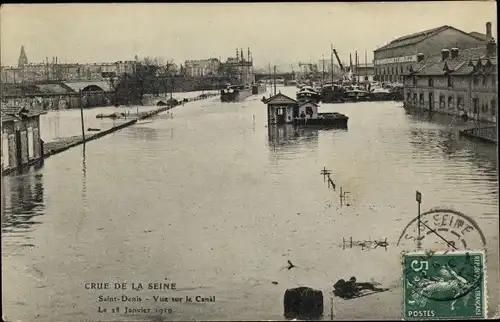 Ak Saint Denis Seine Saint Denis, Crue de la Seine Janvier 1910