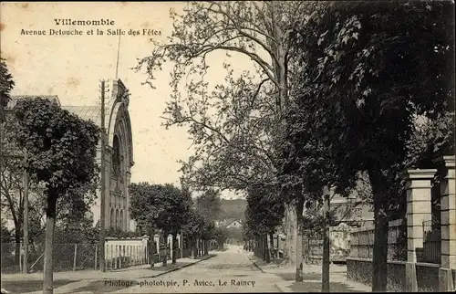 Ak Villemomble Seine Saint Denis, Avenue de Detouche et Salle des Fêtes