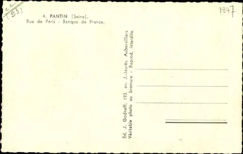 Ak Pantin Seine Saint Denis, Rue de Paris, Banque de France