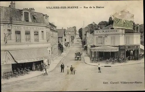 Ak Villiers sur Marne Val de Marne, Rue de la Station