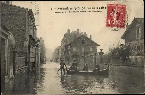 Ak Alfortville Val de Marne, Inondations de 1910, Rue l´Abbé