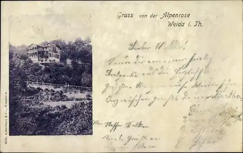 Ak Weida in Thüringen, Gasthaus Alpenrose