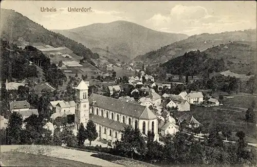 Ak Orbey Urbeis Elsass Haut Rhin, Panorama Unterdorf