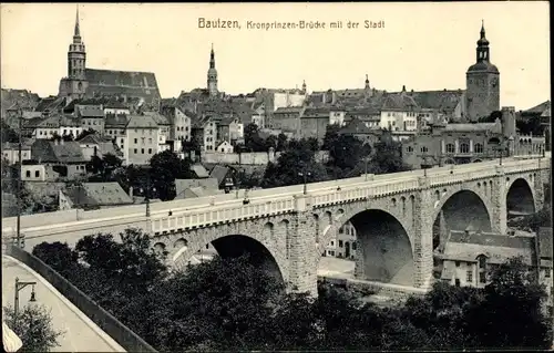 Ak Bautzen in der Oberlausitz, Kronprinzen Brücke