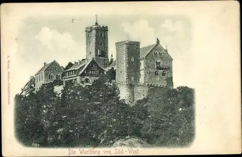 Ak Lutherstadt Eisenach in Thüringen, Die Wartburg von Süd-West