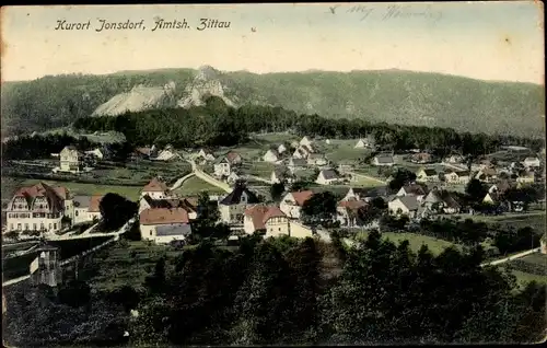 Ak Jonsdorf in Sachsen, Panorama des Ortes