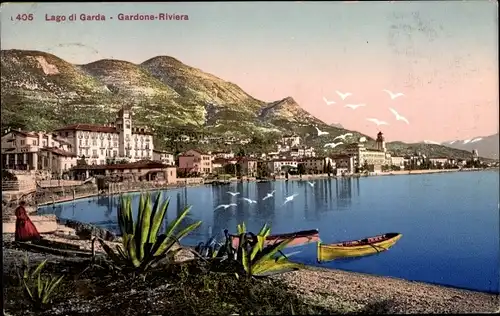 Ak Gardone Lago di Garda Lombardia, Riviera, Ruderboote