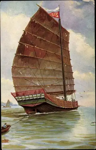 Künstler Ak Rave, Chr., Marine Galerie 149, Chinesisches Teetransportboot, Jetztzeit, Segelboot