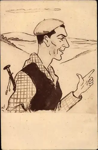 Künstler Ak Au Pays Basque, Jeune Paysan, Baske in Tracht