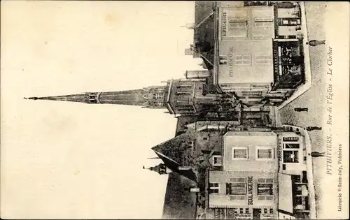 Ak Pithiviers Loiret, Rue de l´Église, Le Clocher