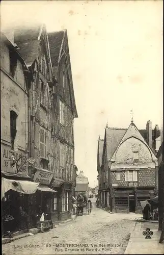 Ak Montrichard Loir et Cher, Vieilles Maisons Rue Grande et Rue du Pont