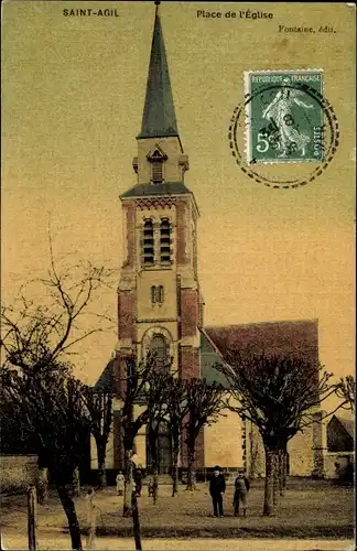 Ak Saint Agil Loir et Cher, Place de l´Église