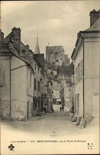 Ak Montrichard Loir et Cher, Rue du Pont et Donjon
