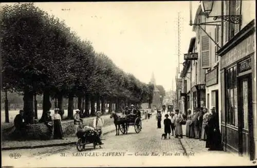 Ak Saint Leu Taverny Val d'Oise, Grande Rue, Place des Écoles