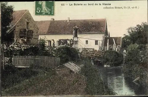 Ak Viasne Val d´Oise, Scierie au Bord de la Viasne