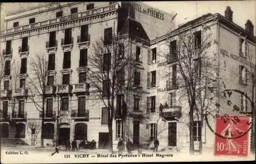 Ak Vichy Allier, Hôtel des Pyrénées, Hôtel Magenta