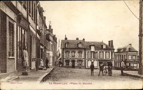 Ak La Neuve Lyre Eure, Place du Marché