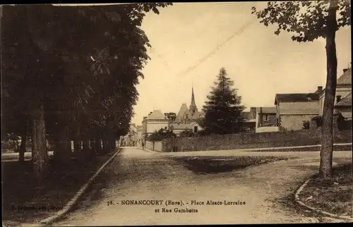 Ak Nonancourt Eure, Place Alsace Lorraine et Rue Gambetta
