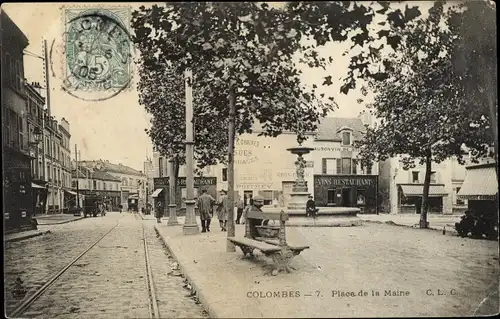 Ak Colombes Hauts de Seine, Place de la Mairie